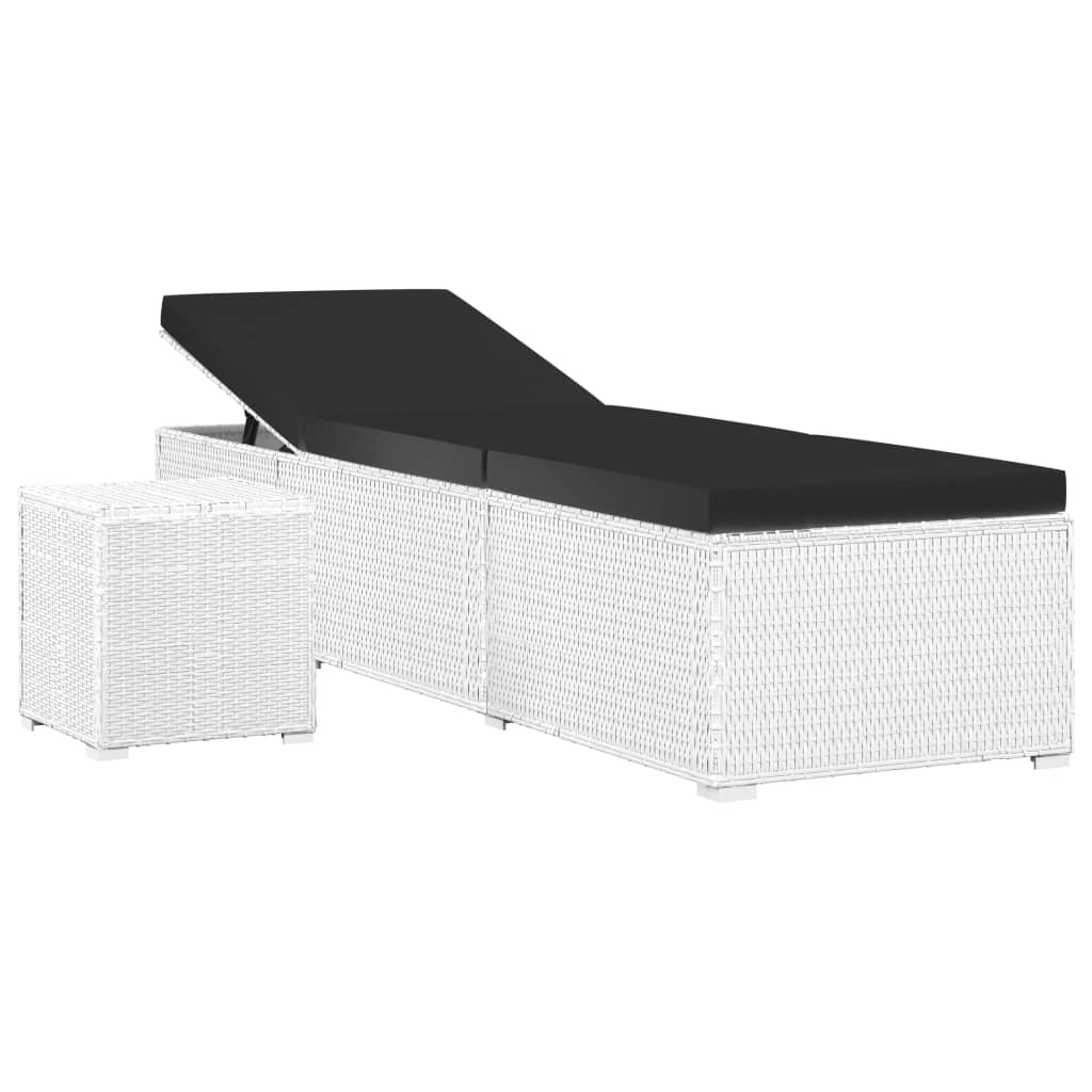 Sonnenliege mit Auflage & Teetisch Gartenliege Liegestuhl Relaxliege Rattan Neu - Bild 27 von 28