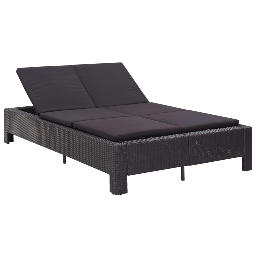 Sonnenliege Tagesbett Poly Rattan Doppelliege Gartenliege 2-Personen Liege - Bild 35 von 41