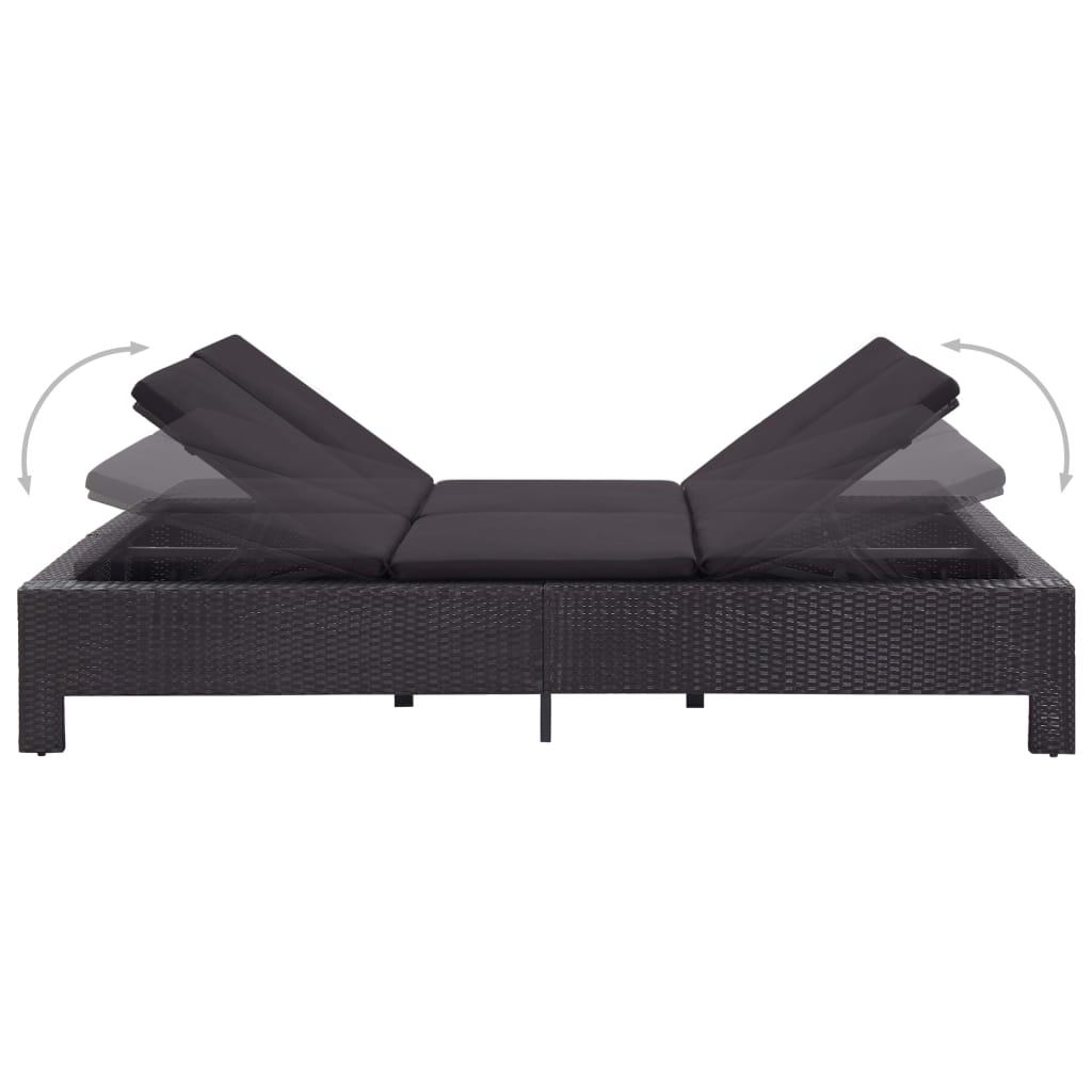 Sonnenliege Tagesbett Poly Rattan Doppelliege Gartenliege 2-Personen Liege - Bild 37 von 41