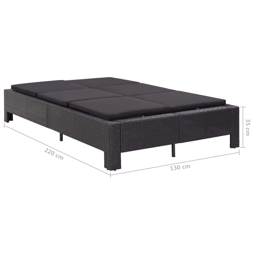 Sonnenliege Tagesbett Poly Rattan Doppelliege Gartenliege 2-Personen Liege - Bild 41 von 41