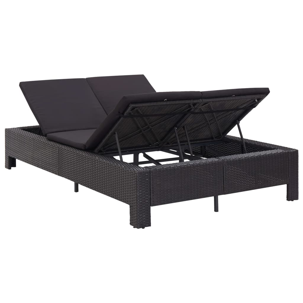 Sonnenliege Tagesbett Poly Rattan Doppelliege Gartenliege 2-Personen Liege - Bild 38 von 41