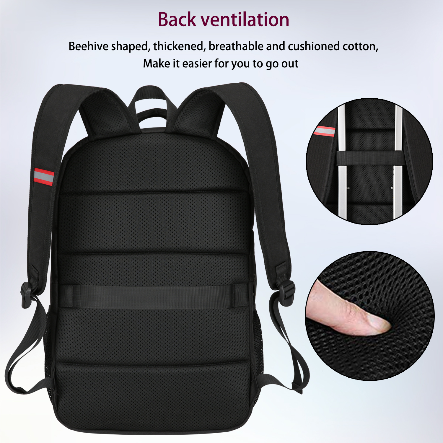 Mens Laptop Backpack Waterproof Large Rucksack Notebook Travel School Bag Black - Picture 43 of 77