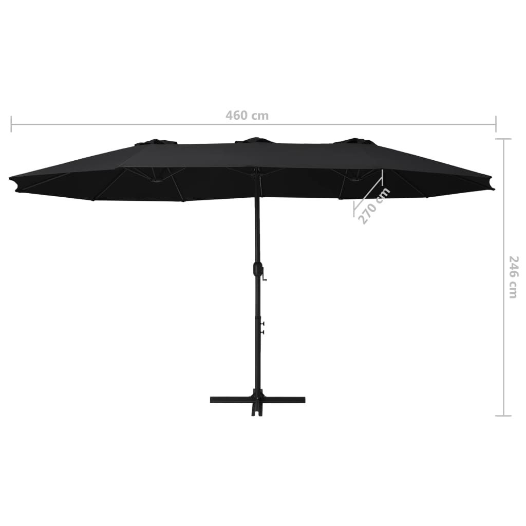 Alu Sonnenschirm Doppel Oval Marktschirm Handurbel Gartenschirm 460x270x246cm - Bild 36 von 77