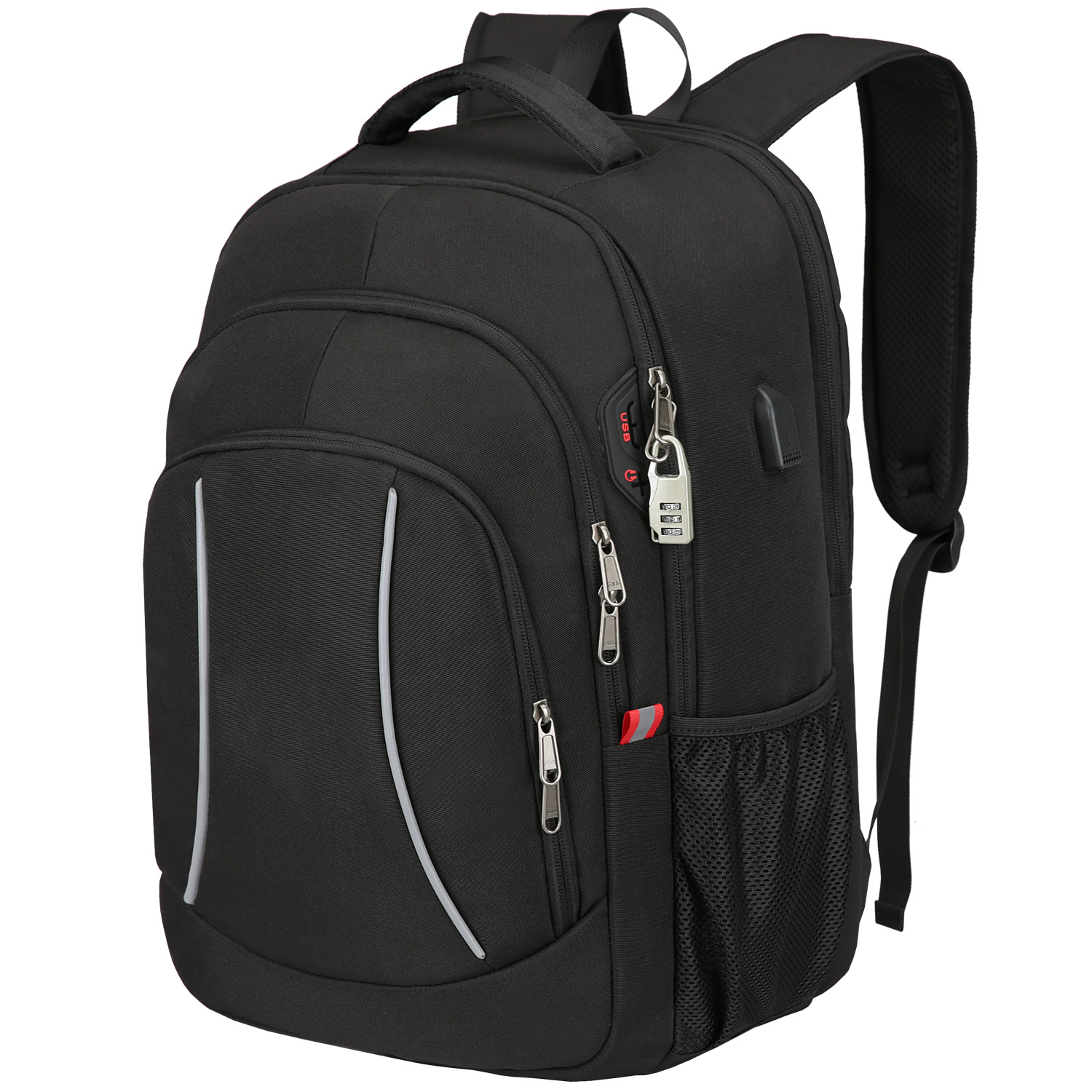 Mens Laptop Backpack Waterproof Large Rucksack Notebook Travel School Bag Black - Picture 36 of 77