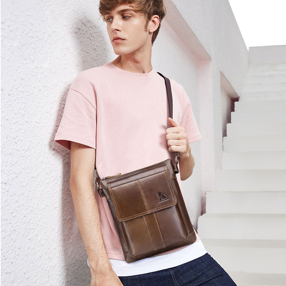 Vintage Men Messenger Shoulder Bag Genuine Leather Crossbody Business Handbag - Picture 23 of 25