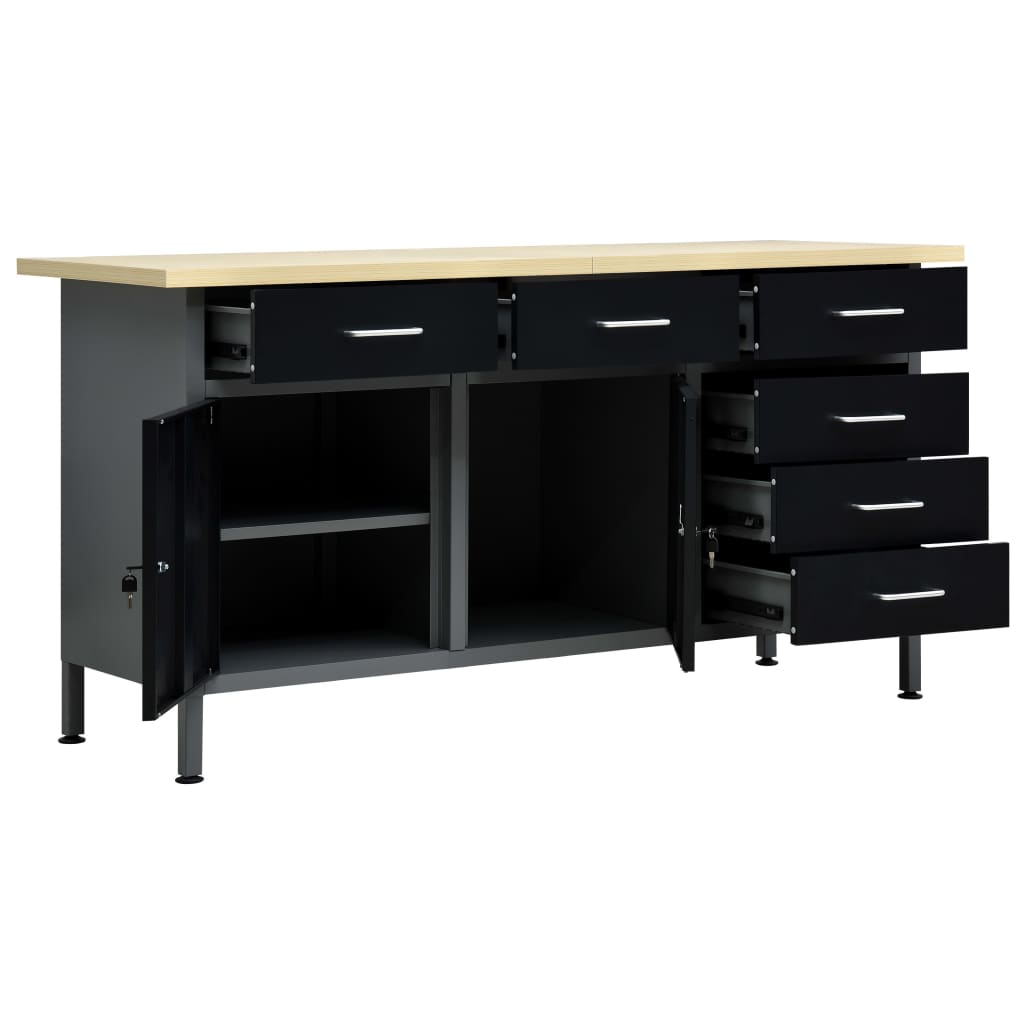 Werkbänk Werktisch Werkstatttisch Arbeitstisch Montagewerkbänk Werkstatt Stahl - Bild 52 von 58