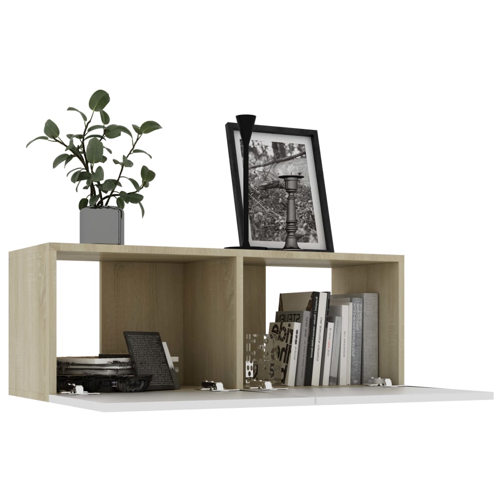 80/100/120cm Wall Mounted TV Cabinet Unit Floating Stand Storage Cupboard - Picture 28 of 85