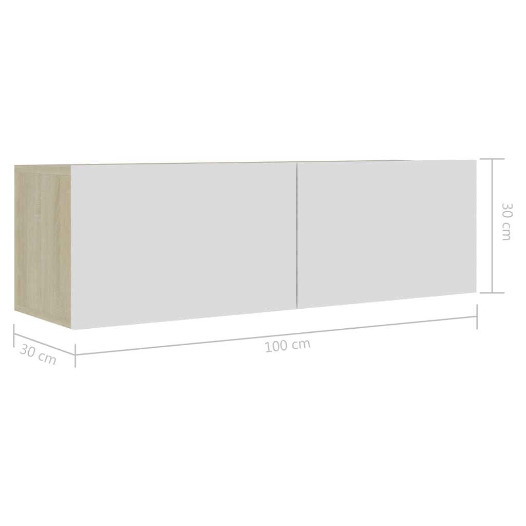 80/100/120cm Wall Mounted TV Cabinet Unit Floating Stand Storage Cupboard - Picture 34 of 85