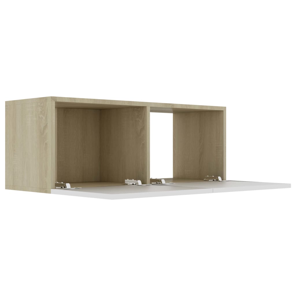 80/100/120cm Wall Mounted TV Cabinet Unit Floating Stand Storage Cupboard - Picture 30 of 85