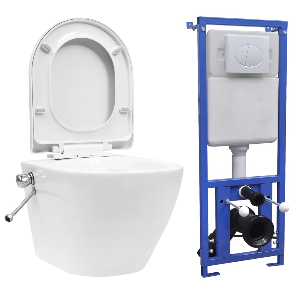 Wand / Hänge Toilette Stand-WC Wand-WC Keramik Soft Close WC-Sitz Spülkasten - Bild 10 von 52