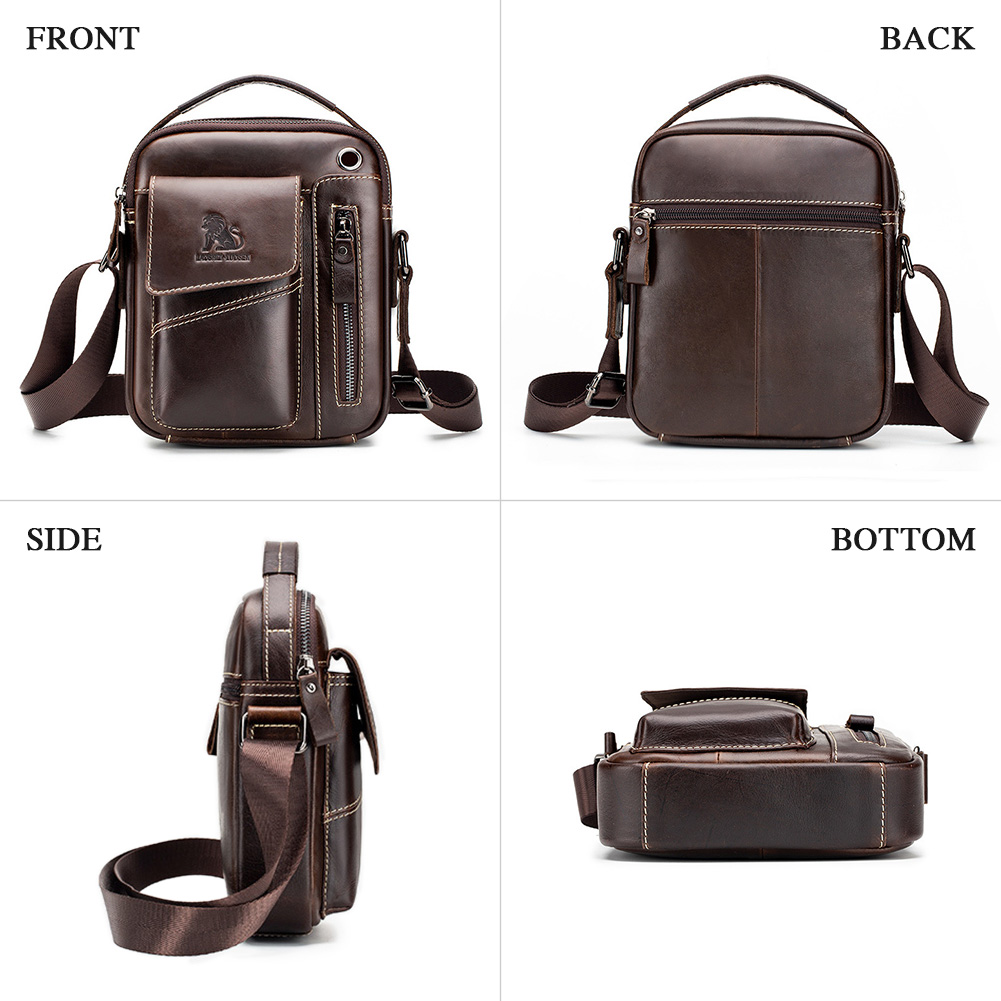 Retro Men Genuine Leather Messenger Shoulder Bag Cross Body Travel Business Bag - Picture 17 of 63
