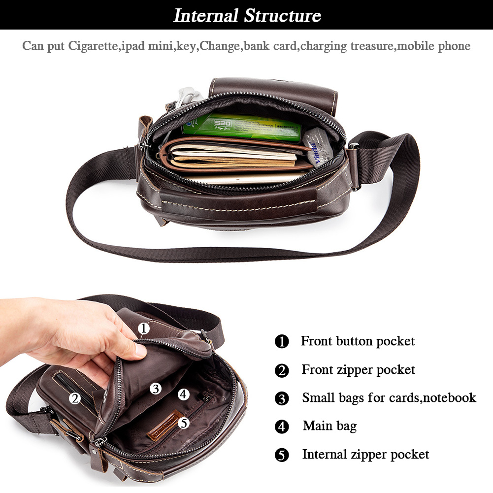 Retro Men Genuine Leather Messenger Shoulder Bag Cross Body Travel Business Bag - Picture 18 of 63