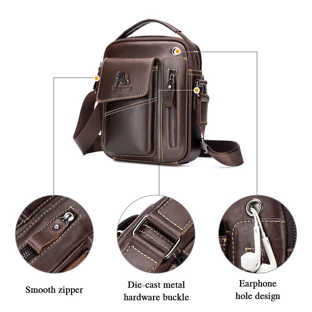 Retro Men Genuine Leather Messenger Shoulder Bag Cross Body Travel Business Bag - Picture 20 of 63