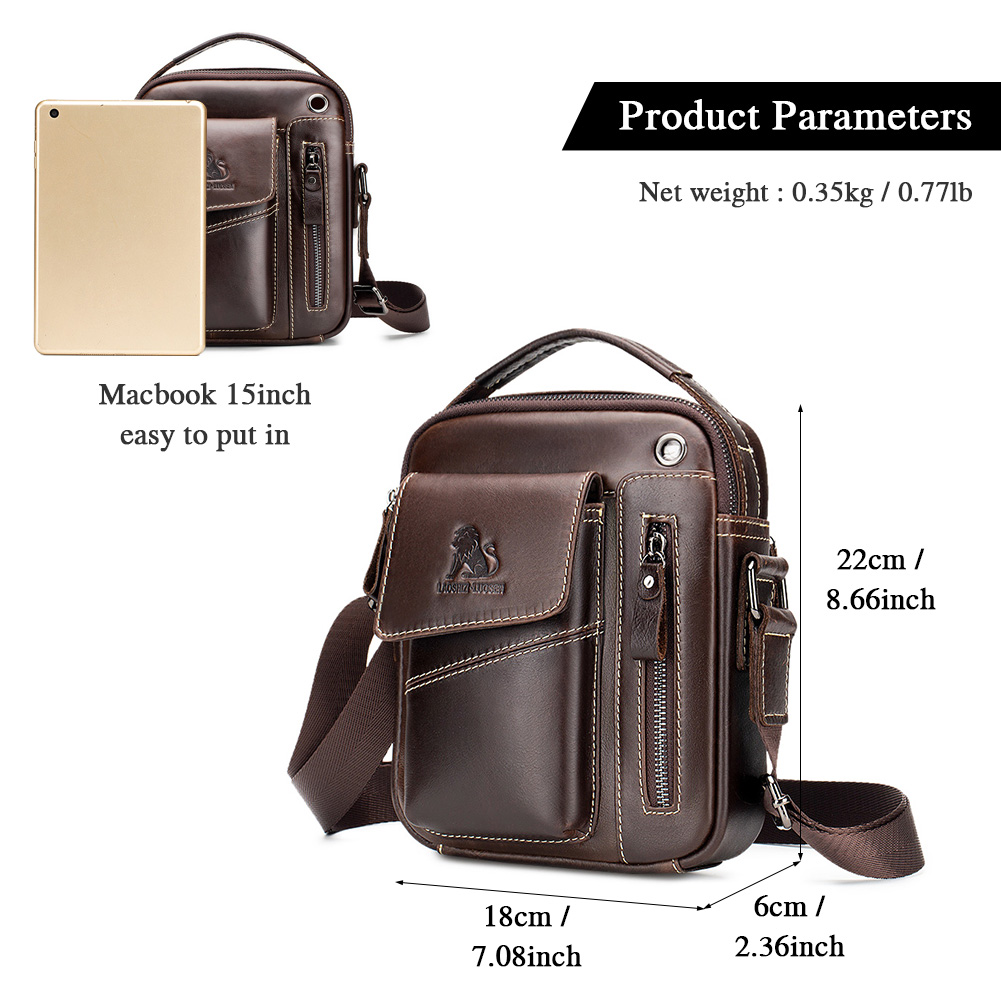 Retro Men Genuine Leather Messenger Shoulder Bag Cross Body Travel Business Bag - Picture 16 of 63