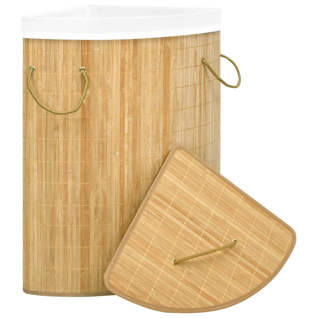 Eck-Wäschekorb Bambus 60 L Wäschesammler Wäschebox Wäschetonne Wäschesack Korb - Bild 3 von 43