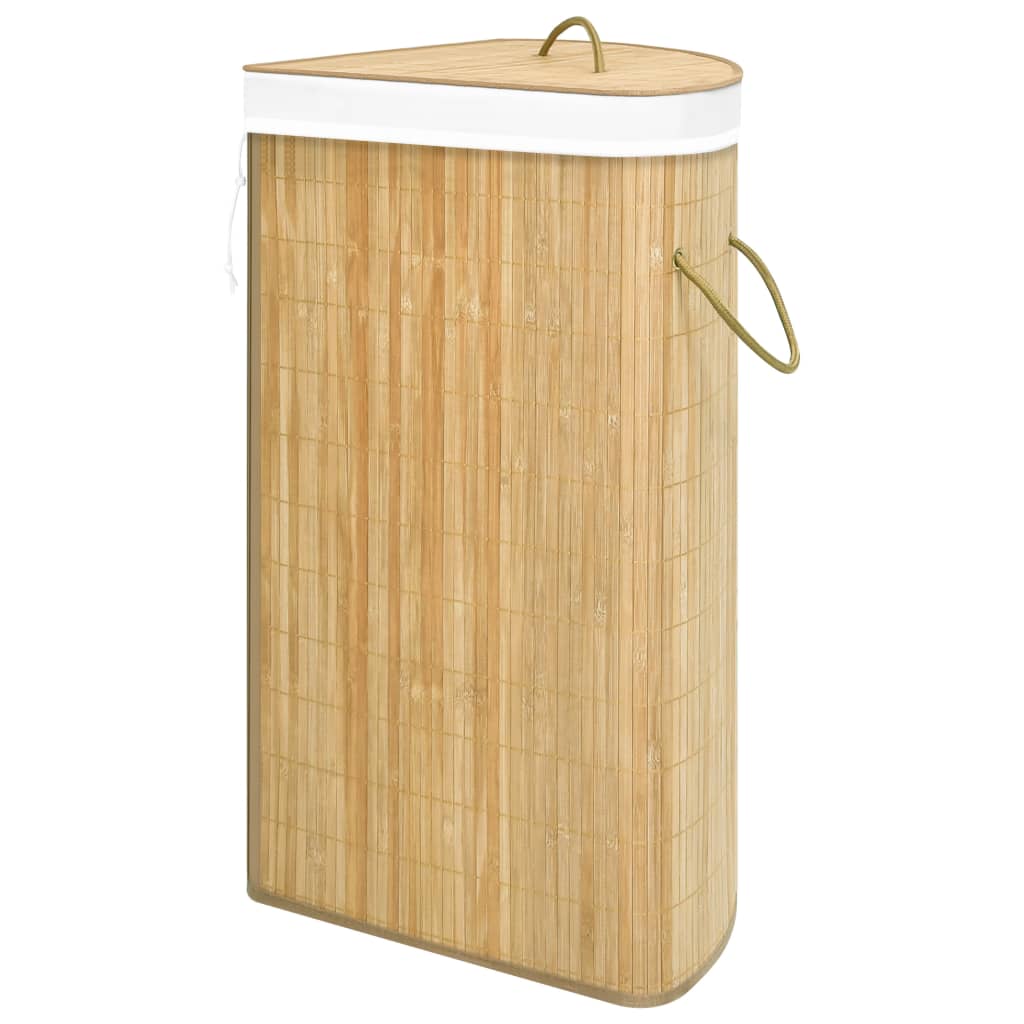 Eck-Wäschekorb Bambus 60 L Wäschesammler Wäschebox Wäschetonne Wäschesack Korb - Bild 5 von 43