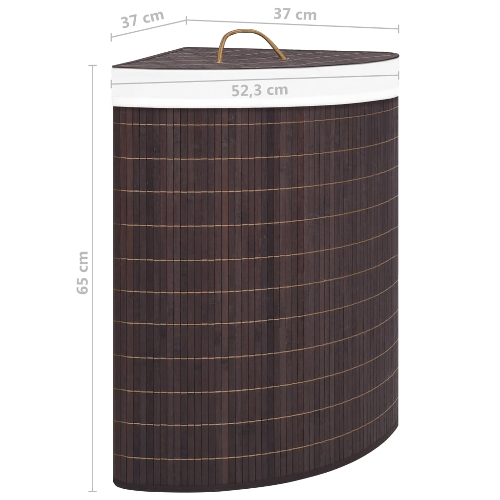 Eck-Wäschekorb Bambus 60 L Wäschesammler Wäschebox Wäschetonne Wäschesack Korb - Bild 15 von 43