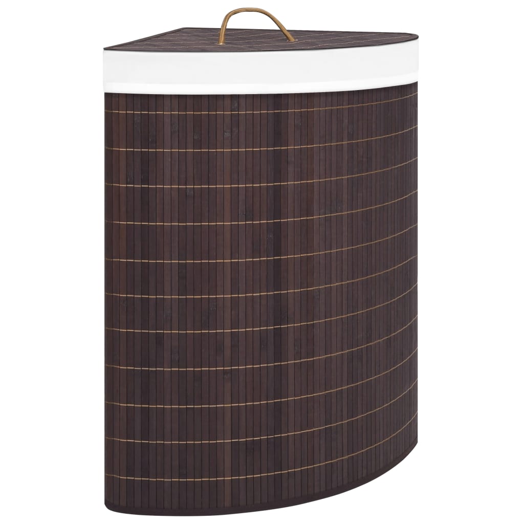 Eck-Wäschekorb Bambus 60 L Wäschesammler Wäschebox Wäschetonne Wäschesack Korb - Bild 9 von 43