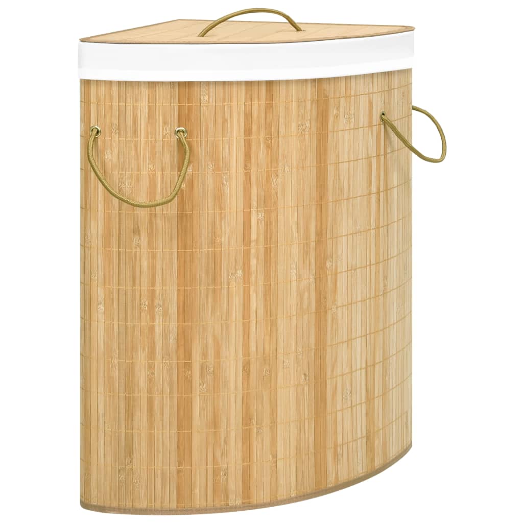 Eck-Wäschekorb Bambus 60 L Wäschesammler Wäschebox Wäschetonne Wäschesack Korb - Bild 2 von 43