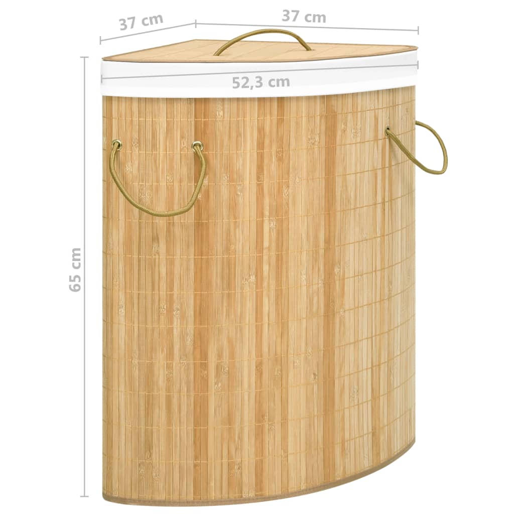 Eck-Wäschekorb Bambus 60 L Wäschesammler Wäschebox Wäschetonne Wäschesack Korb - Bild 8 von 43