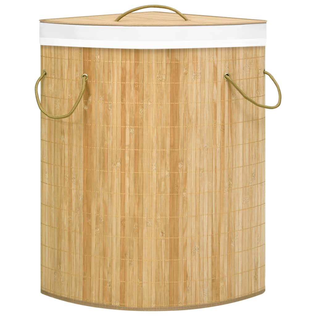 Eck-Wäschekorb Bambus 60 L Wäschesammler Wäschebox Wäschetonne Wäschesack Korb - Bild 4 von 43