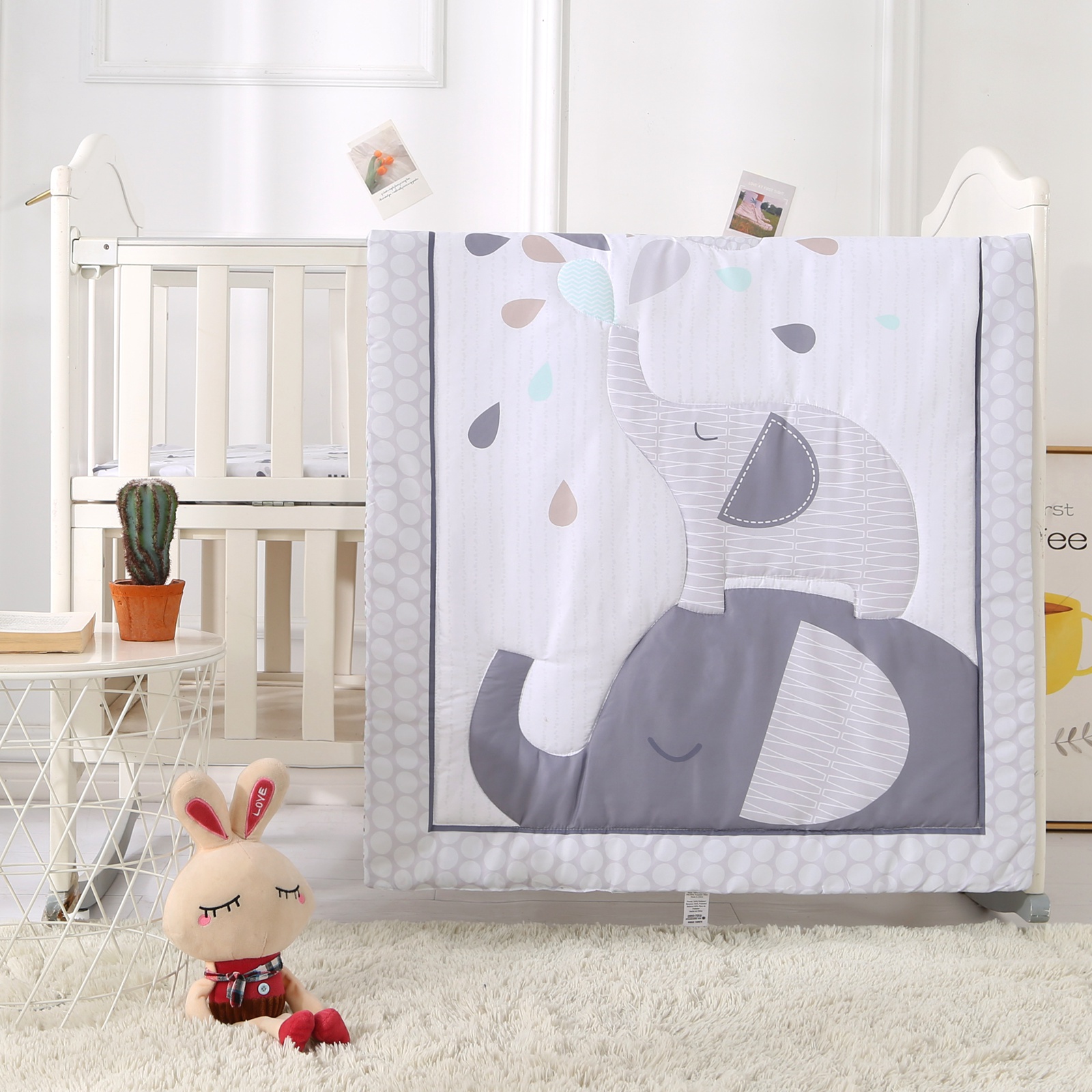 3 Piece Crib Bedding Set Baby Boys Girls Kid Nursery Crib Comforter Skirt Sheet - Picture 43 of 63