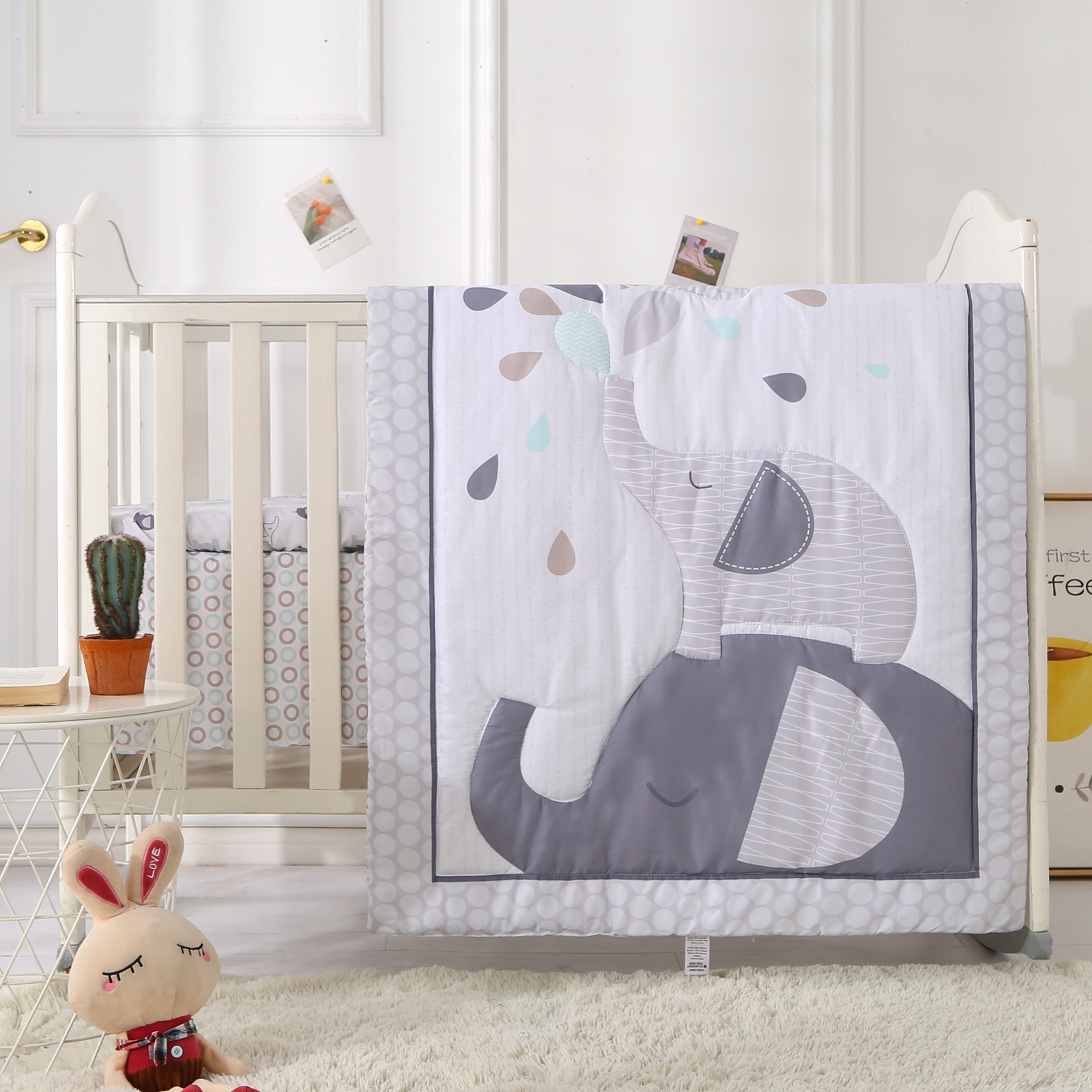 3 Piece Crib Bedding Set Baby Boys Girls Kid Nursery Crib Comforter Skirt Sheet - Picture 44 of 63