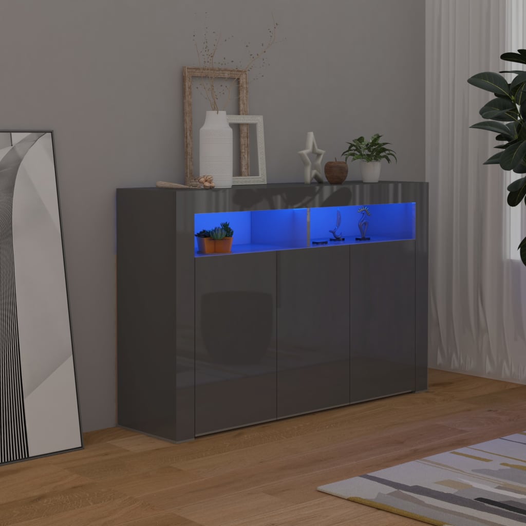 88/115cm RGB LED Sideboard Storage Cupboard Buffet Cabinet TV Unit Stand Display - Picture 70 of 102