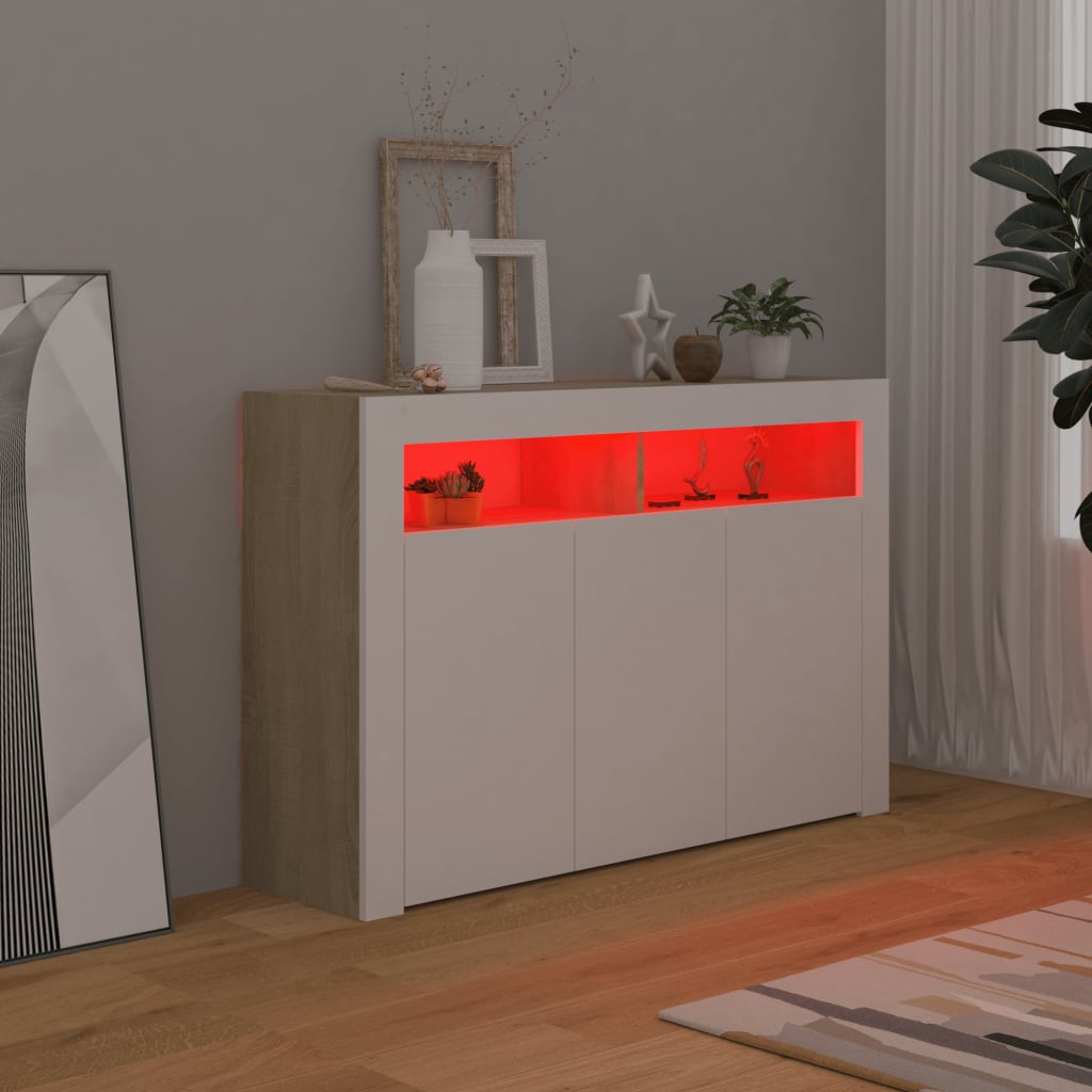 88/115cm RGB LED Sideboard Storage Cupboard Buffet Cabinet TV Unit Stand Display - Picture 64 of 102