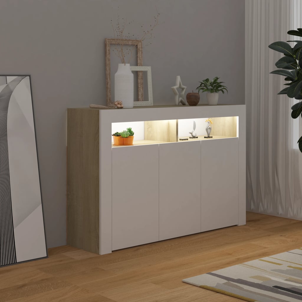 88/115cm RGB LED Sideboard Storage Cupboard Buffet Cabinet TV Unit Stand Display - Picture 65 of 102