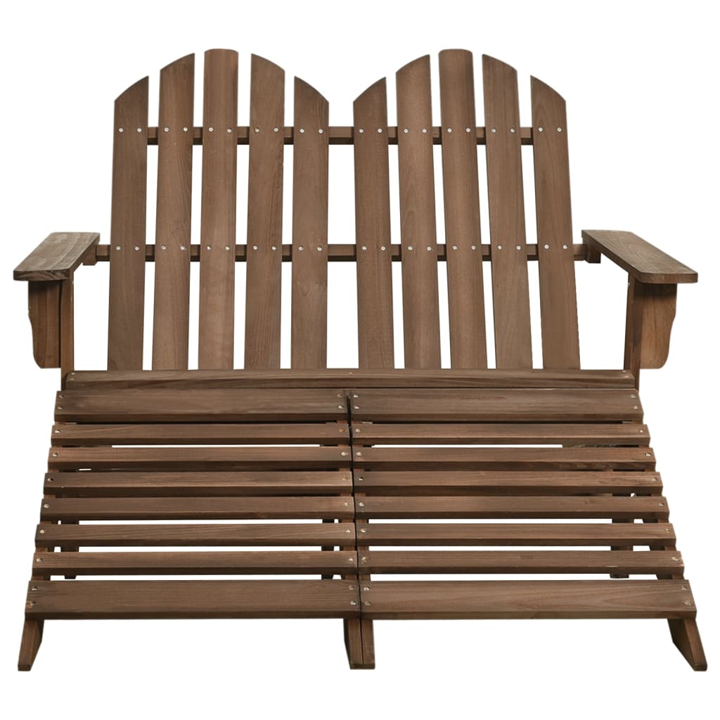 2-Sitzer Adirondack Gartenstuhl mit Fußstütze Sessel Holz Doppelliege Liegestuhl - Bild 19 von 33