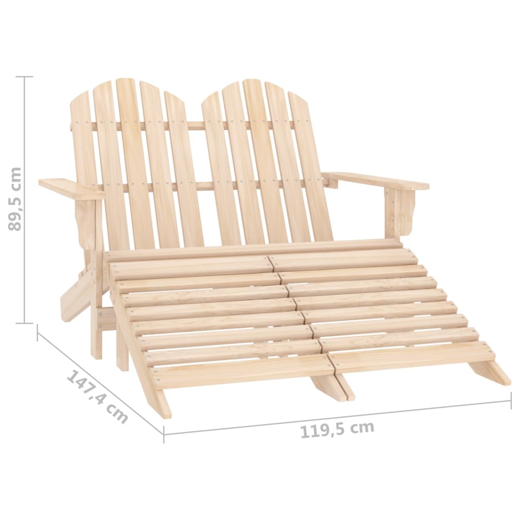 2-Sitzer Adirondack Gartenstuhl mit Fußstütze Sessel Holz Doppelliege Liegestuhl - Bild 33 von 33