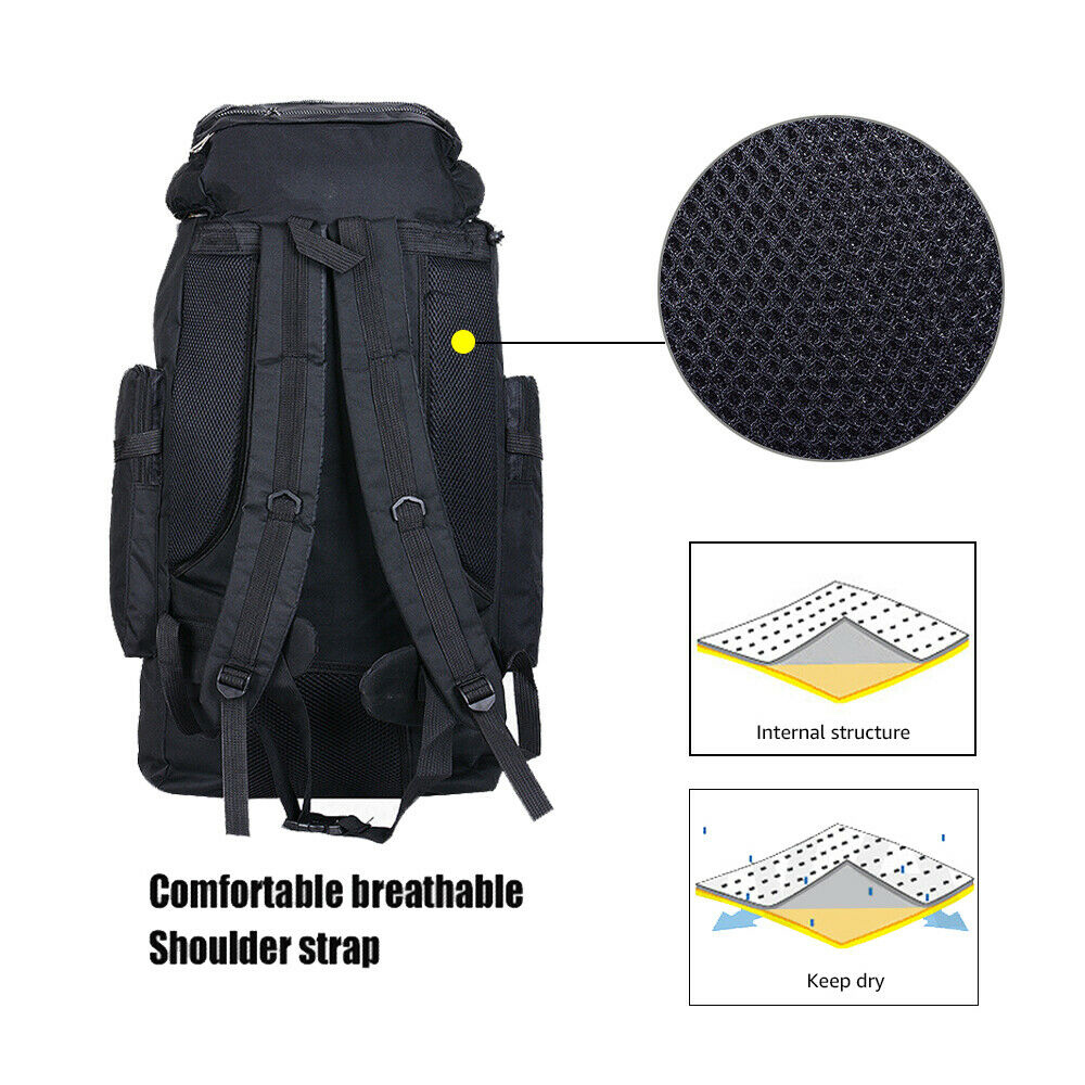 55 60 80 90 100L Hiking Camping Backpack Waterproof Travel Luggage Rucksack Bag - Picture 104 of 128