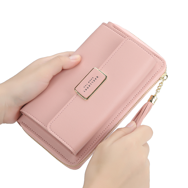 Stylish womens clutch wallet purse for girls pink pu leather ladies hand  mobile purse WRCL P