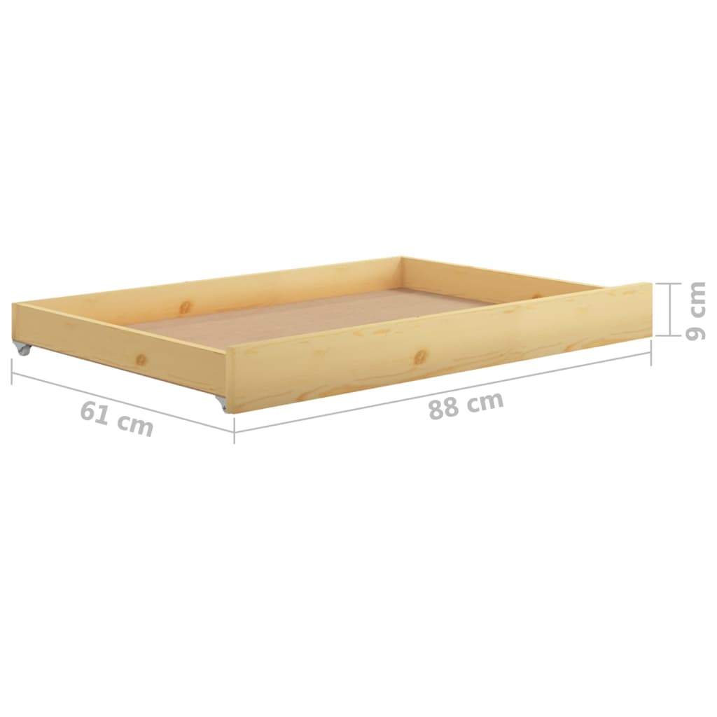 2x Schublade für Tagesbetten Kiefer Massiv Bettschublade Schubladensockel Räder - Bild 25 von 25