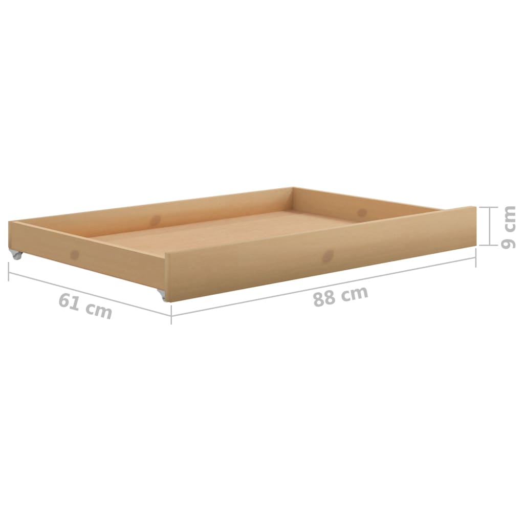 2x Schublade für Tagesbetten Kiefer Massiv Bettschublade Schubladensockel Räder - Bild 13 von 25