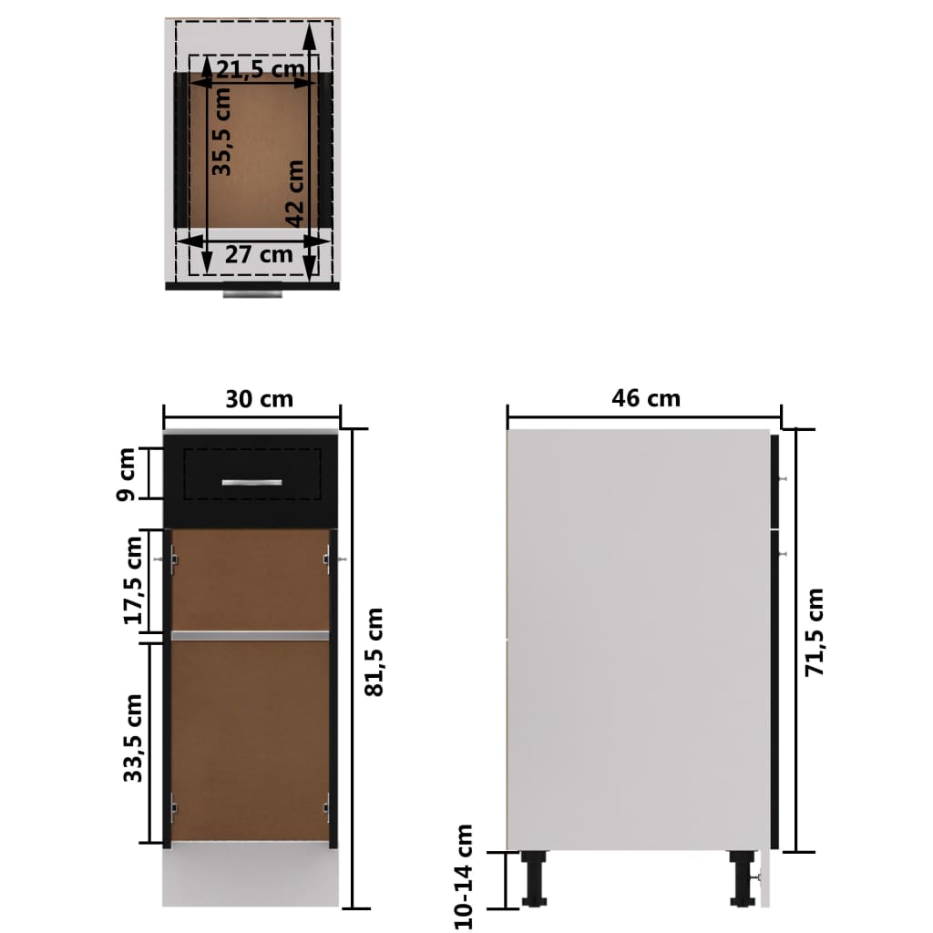 Schwarz Küchenschrank Küchenzeile Einbauküche Unterschrank Hängeschrank Module - Bild 44 von 295