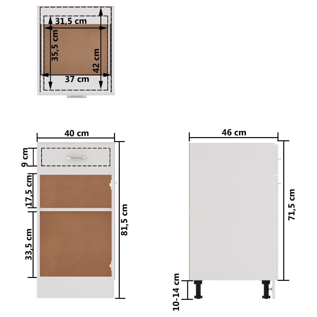 Küchenschrank Küche Unterschrank Küchenzeile Schubladenschrank Küchenschränke - Bild 387 von 529