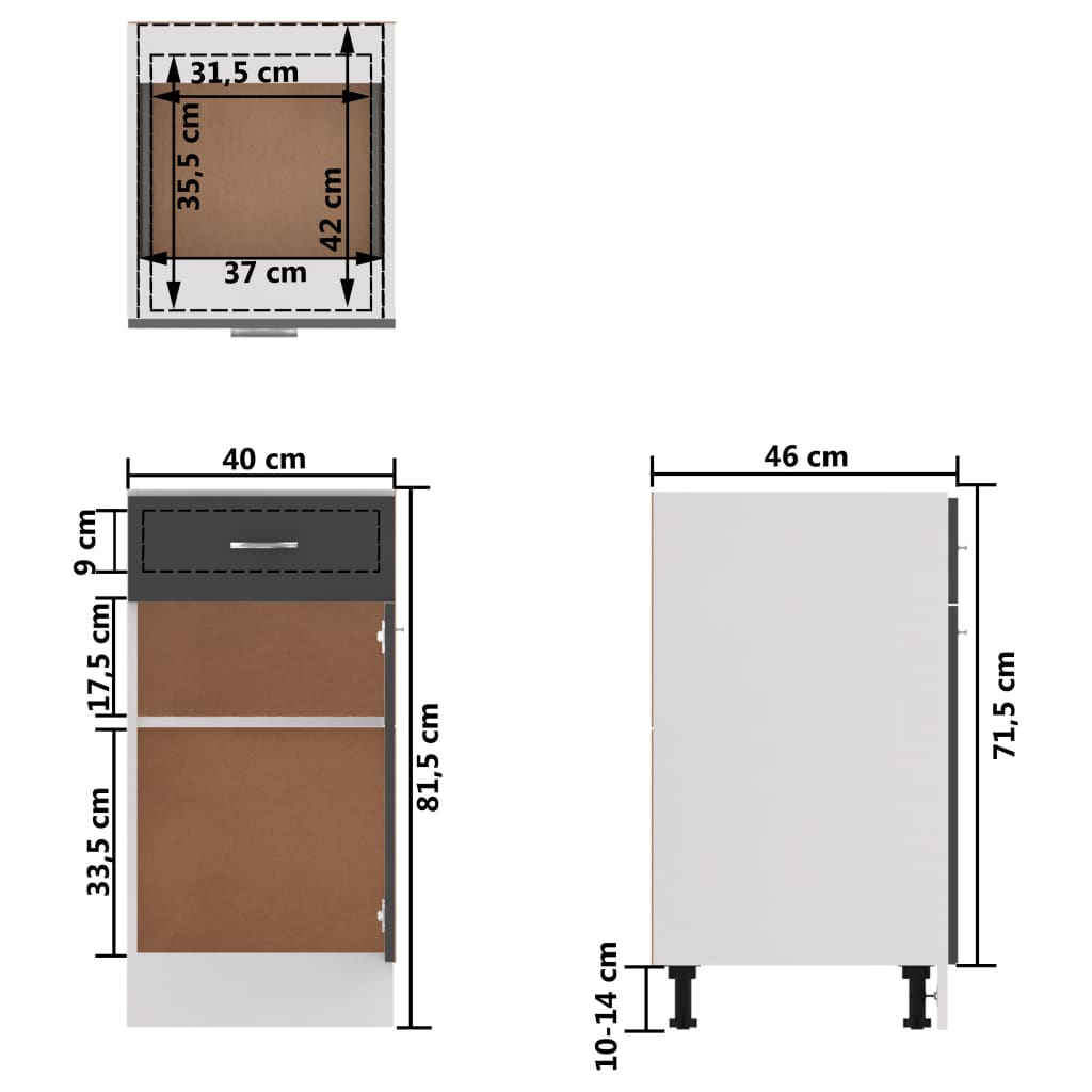 Küchenschrank Küche Unterschrank Küchenzeile Schubladenschrank Küchenschränke - Bild 132 von 529