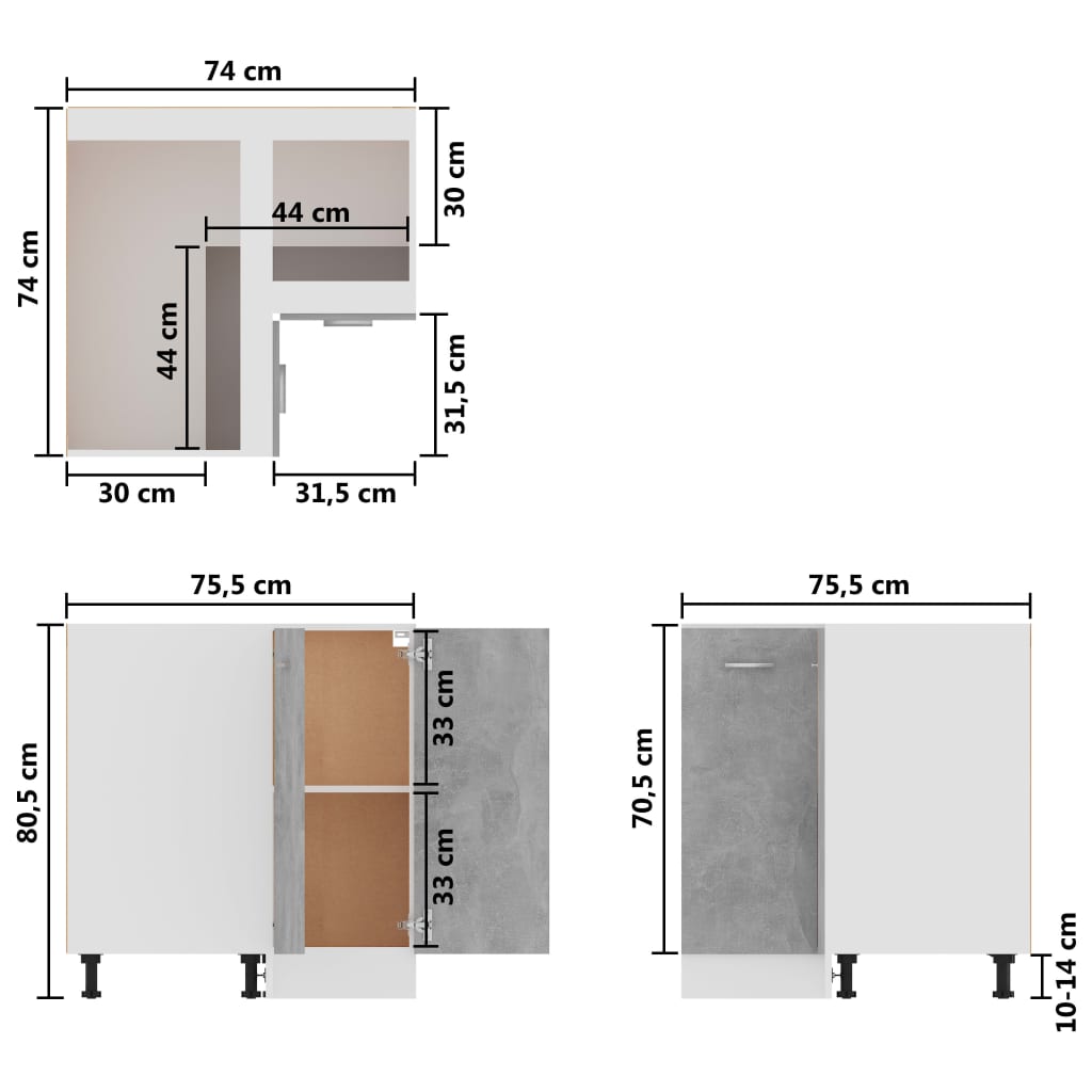 Betongrau Küchenschrank Küchenzeile Einbauküche Unterschrank Hängeschrank Module - Bild 164 von 310