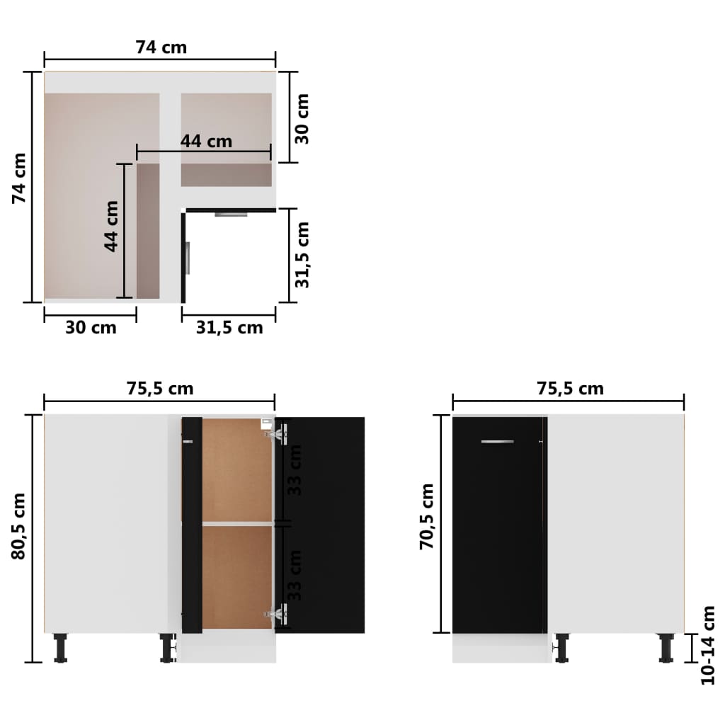 Schwarz Küchenschrank Küchenzeile Einbauküche Unterschrank Hängeschrank Module - Bild 159 von 295