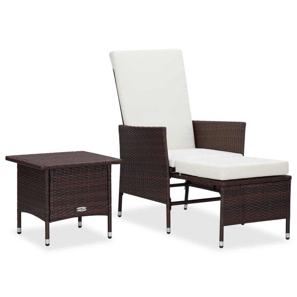 2-tlg. Garten Lounge mit Couchtisch Poly Rattan Liegestuhl Gartenliege Set DE - Bild 2 von 34