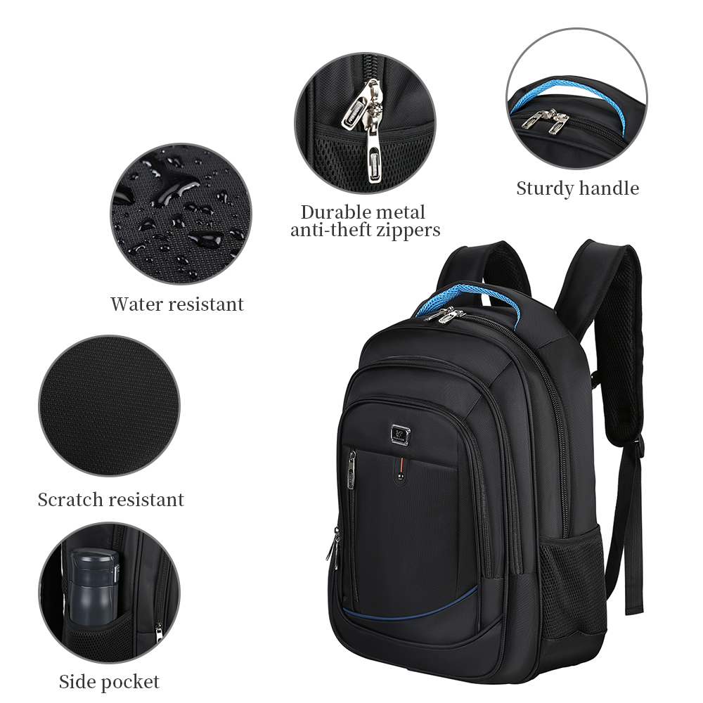 Mens Laptop Backpack Waterproof Large Rucksack Notebook Travel School Bag Black - Picture 71 of 77