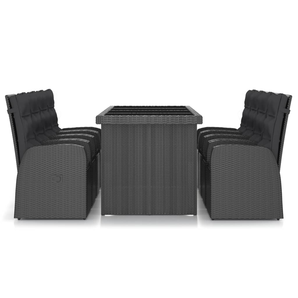 9-tlg. Garten-Essgruppe mit Kissen Grau Poly Rattan - Bild 38 von 48