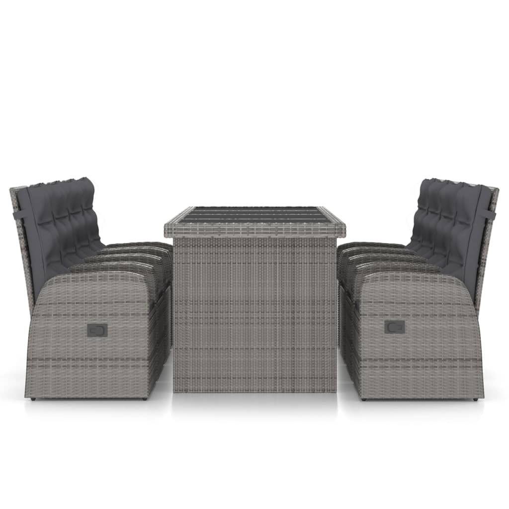 9-tlg. Garten-Essgruppe mit Kissen Grau Poly Rattan - Bild 29 von 48