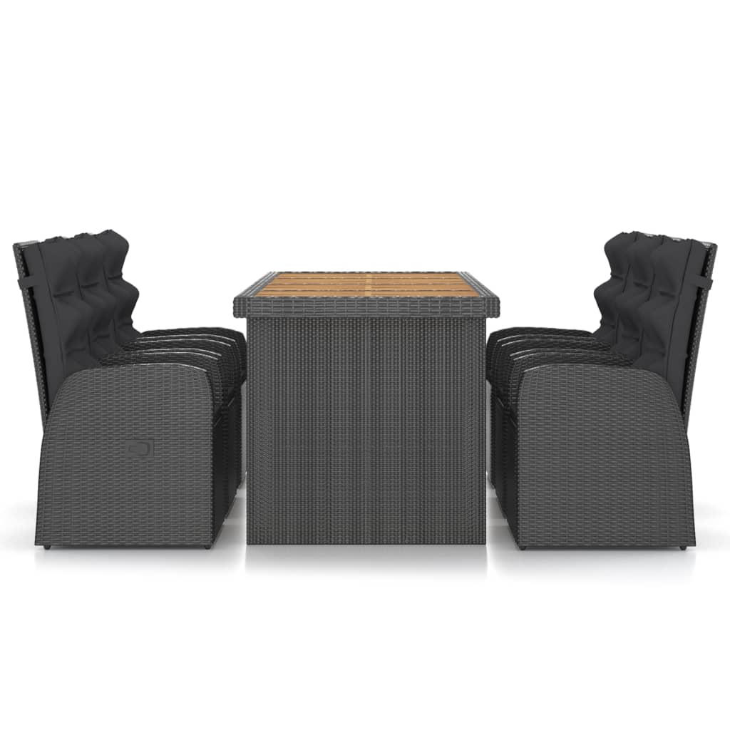 9-tlg. Garten-Essgruppe mit Kissen Grau Poly Rattan - Bild 46 von 48