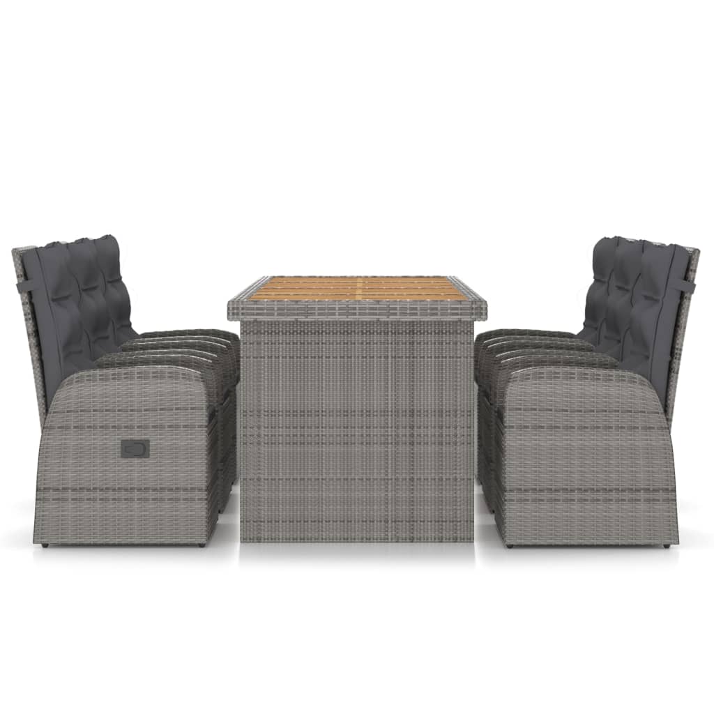 9-tlg. Garten-Essgruppe mit Kissen Grau Poly Rattan - Bild 19 von 48