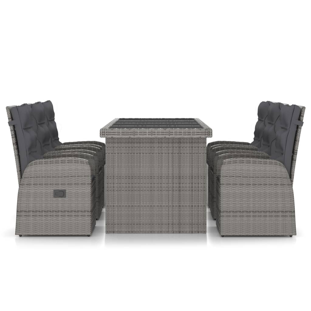 9-tlg. Garten-Essgruppe mit Kissen Grau Poly Rattan - Bild 28 von 48