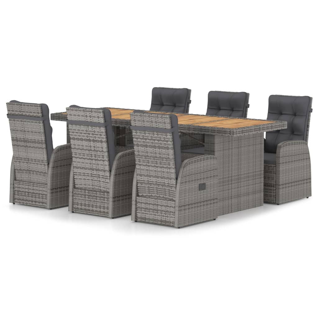 9-tlg. Garten-Essgruppe mit Kissen Grau Poly Rattan - Bild 16 von 48