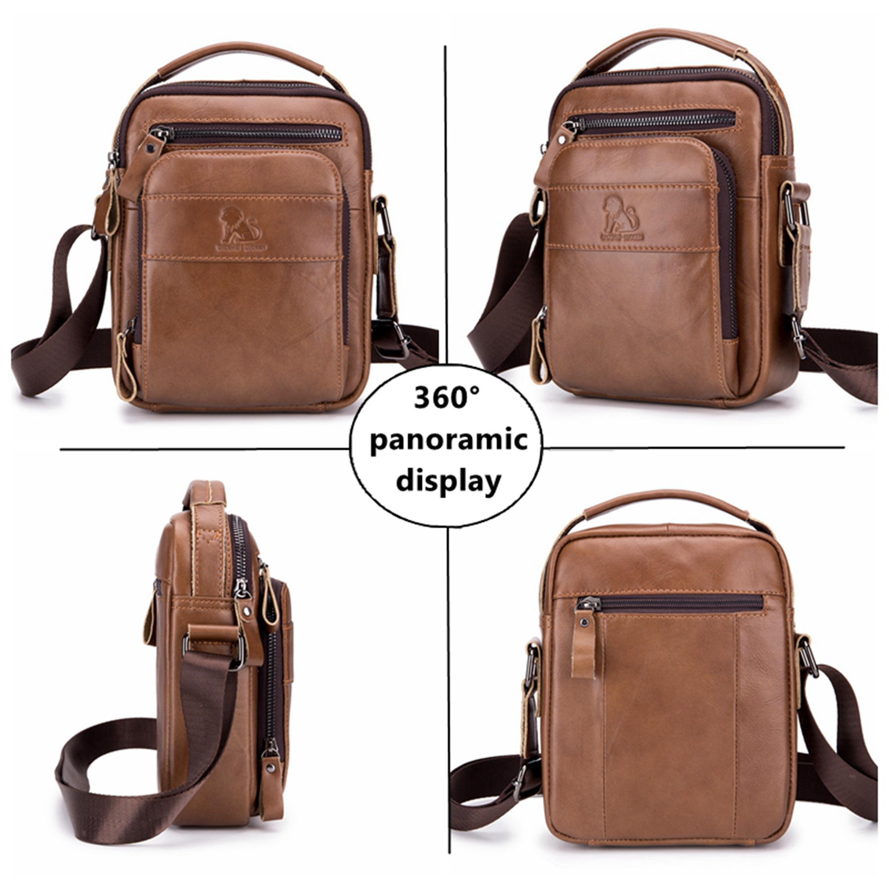 Men Genuine Leather Bag Messenger Shoulder Bag Cross Body Travel School Handbag - Picture 22 of 31